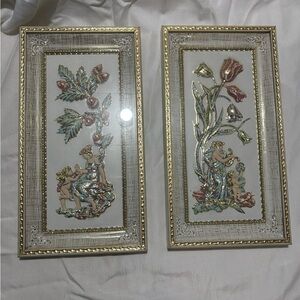 Vintage Pair of Rococo Gold Metalcraft Giclee Wall Art